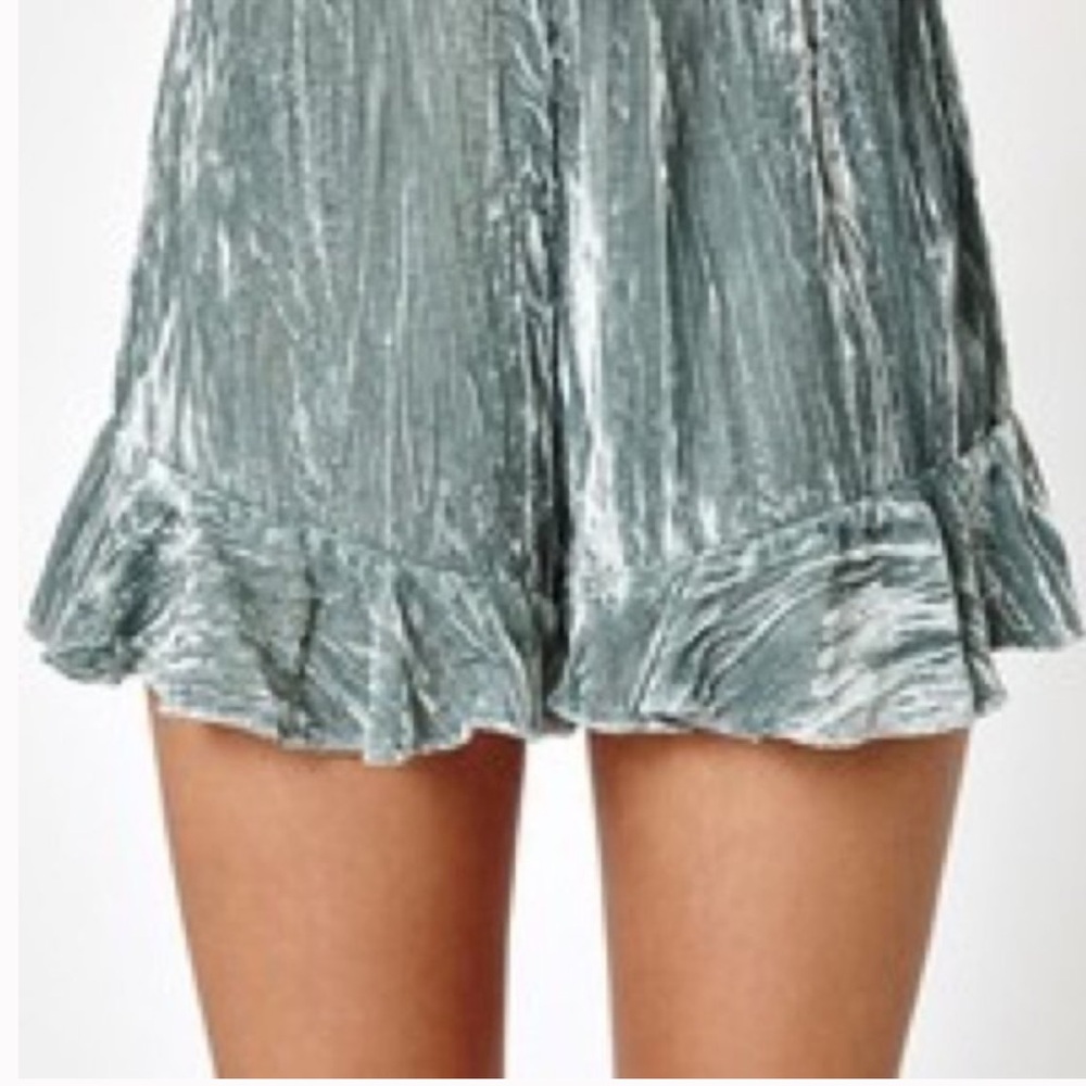 Kendall + Kylie Pink High Waist Crushed Velvet Ruffle Hem Shorts